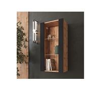 NOUVEAU komodee Vitrine Suspendue Tivoli 100, Noir Blanc Chêne Wotan, LED Option