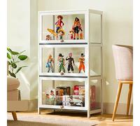 Vitrine Armoires De Curio avec Portes en Verre Vitrine en Verre Armoire De Rangement en Bambou Collection Affichage Sûr Et Sain Facile À Installer 80 * 32 * 106CM White