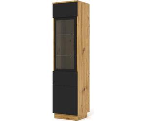 Vitrine Aura 1DS Armoire universel: debout ou suspendu chêne artisan / noir mat