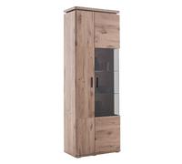 Vitrine avec 2 portes coloris Chêne viking - Longueur 75 x Hauteur 209 x Profondeur 38 cm - -
