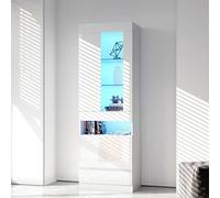 Vitrine avec éclairage 16 couleurs - Vitrine sur pied - Vitrine de rangement - Armoire de salon - Blanc - Vitrine de salon - Murs de salon - Armoires de buffet