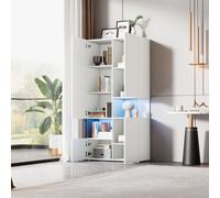 Vitrine avec éclairage LED, armoire haute avec acrylique transparent, blanc, vitrines sur pied, armoire polyvalente pour salon bureau cuisine, stockage ouvert