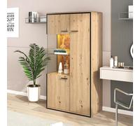 Vitrine avec éclairage LED avec porte et étagères, meuble de rangement moderne, buffet indépendant, grand espace de rangement pour salon, chambre à coucher, couloir, salle à manger