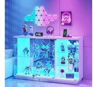 Vitrine avec éclairage LED,Capteurs Intelligents pour Collection,Blanc | Vitrine en Verre avec Portes Vitrées Verrouillables,Vitrines de Collection à 3 Niveaux Vitrines pour Salon,Chambre