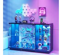 Vitrine avec éclairage LED,Capteurs Intelligents pour Collection,Noir | Vitrine en Verre avec Portes Vitrées Verrouillables,Vitrines de Collection à 3 Niveaux Vitrines pour Salon,Chambre