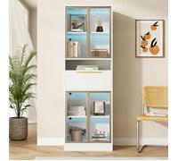 Vitrine avec Éclairage LED RGB Contrôle Bluetooth | Meuble de Rangement avec Tiroir | Argentier Design 180cm Blanc