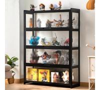 Vitrine avec étagères de rangement à 5 niveaux, porte battante, porte en verre acrylique, idéale pour organiser des objets de collection, des trophées et des jouets