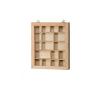 Vitrine Avec Plexiglas - 23x28x2,9 Cm - 17 Cases - Bois