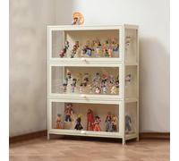 Vitrine avec Porte d'armoire Rabattable en Acrylique, étagères avec porte en acrylique, vitrine Curio, objets de collection, organisateur de jouets, étagère et étagère d'exposition-White(60×32×106cm)