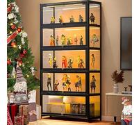 Vitrine avec Porte en Verre Acrylique, vitrine Curio à 5 Niveaux, pour Objets de Collection, bibliothèque pour Chambre à Coucher, Coin Lecture, Chambre de Tout-Petit. (Clapet Noir)