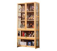 Vitrine avec portes battantes en acrylique - 5 niveaux - Pour jouets et curiosités - Construction en bambou - À poser au sol