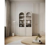 Vitrine avec portes cintrées et façades en verre - SELSEY ARKADIA - 100 cm - gris cachemire