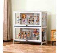 Vitrine avec portes en acrylique, vitrine de curiosités de 1 à 5 niveaux pour objets de collection, conception de porte rabattable, étagère de rangement pour salon, sal white 31.5IN/80CM*28.75IN/73CM