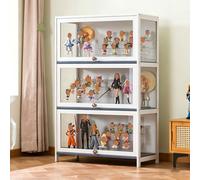 Vitrine avec portes en acrylique, vitrine de curiosités de 1 à 5 niveaux pour objets de collection, conception de porte rabattable, étagère de rangement pour salon, sa white 31.5IN/80CM*41.74IN/106CM