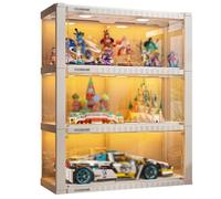 Vitrine avec Portes Transparentes, Armoire à Curiosités à 2 Niveaux avec Lumières, Luminosité Réglable, Facile à Assembler, for La Maison(White)