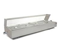 Vitrine Bain Marie Electrique Professionnel KuKoo à 4 Bacs GN 1/2 en Acier Inoxydable