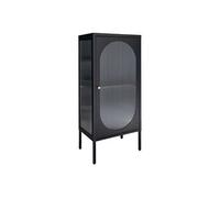 AltoBuy METOS - Vitrine Basse 1 Porte Acier Noir et Verre Ondulé