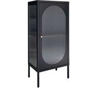 AltoBuy METOS - Vitrine Basse 1 Porte Acier Noir et Verre Ondulé