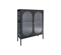 Vitrine Basse 2 Portes Acier Noir et Verre Ondulé - METOS -