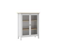 MAKS - Vitrine Basse 2 Portes en Pin Massif Blanc -