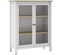 MAKS - Vitrine Basse 2 Portes en Pin Massif Blanc -