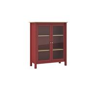 Vitrine Basse 2 Portes en Pin Massif Bordeaux - MAKS - ALTOBUY Rouge G