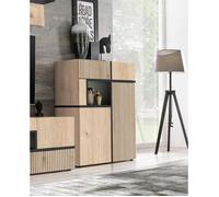 Vitrine basse ""Cross"" - Beige - L 90 x H 110 x P 40 cm