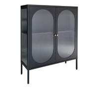 Vitrine basse - EBUY24 - Adelaide - 2 portes vitrées - Noir - Acier 35x90x110 cm