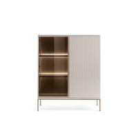 Vitrine basse moderne - Cachemire / Or - 2 portes - Verre trempé - 126 cm de hauteur
