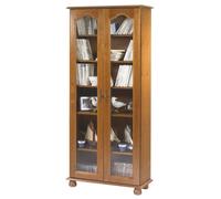 Vitrine Bibliothèque 2 Portes Vitrées Chêne 6 Niches L 82.4 H 182.2 P 33 cm - L 82.4 x l 33 x H 182.2 cm