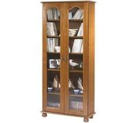 Vitrine Bibliothèque 2 Portes Vitrées Chêne 6 Niches L 82.4 H 182.2 P 33 cm - L 82.4 x l 33 x H 182.2 cm marron G