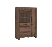 Vitrine Bibliothèque à 2 portes avec éclairage LED, coloris Chêne marron foncé - Longueur 100,5 x Profondeur 39,5 x Hauteur 148,5 cm - -