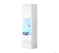 Vitrine blanc brillante avec éclairage LED, 1 étagère en verre, vitrines indépendantes, armoires hautes de rangement, 45x35x160cm