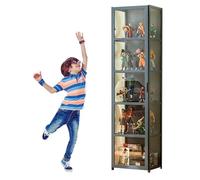 Vitrine blanche, 42 x 33 x 130 cm, vitrine en acrylique pour objets de collection, vitrine à double porte en acrylique pour salon, chambre à coucher