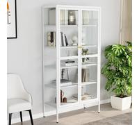 Vitrine blanche 90x40x180 cm Acier et verre trempé