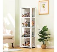 Vitrine blanche pour objets de collection - 4 étagères de rangement - Pour salle de jeux - 42 cm de hauteur