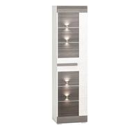 Vitrine "Blanco" En Verre 55x42x202cm Pin Blanc Gris MDF