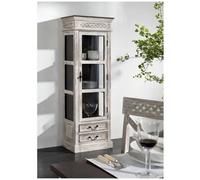 Vitrine - Bois massif de manguier ciré (Blanc antique) - Style Campagne Chic - CASTLE ANTIK #207