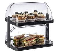 Vitrine Buffet APS 9204 Doppeldecker 2 capots transparents enroulables, 2 plateaux en acier inoxydable, 4 accumulateurs de refroidissement, rangement peu encombrant