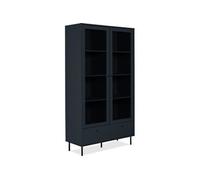 Vitrine buffet haut - Caracas - 2 portes vitrées et 2 tiroirs - 100 x 40 x 183 cm - Bleu navy
