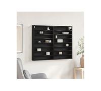 Vitrine Cabinet Noir Chêne 100x8,5x75 cm Bois d ingénierie