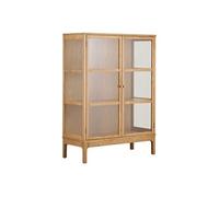 Vitrine CACERES 2 portes vitrées en chêne et MDF placage chêne 90x40xH126cm Marron