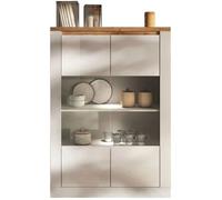 Vitrine Calicosy IMOLA blanc laqué et chêne 114 x 43 x 160 cm