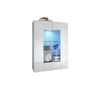 Vente-unique - Vitrine Calisto - LEDs - 2 Portes - Blanc laqué