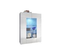 Vente-unique - Vitrine Calisto - LEDs - 2 Portes - Blanc laqué