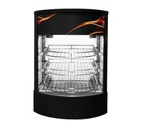 Vitrine Chauffante pour Pizzas & Aliments - 220-240V 500W - 3 Niveaux - Température 30° à 85°C - Ouverture à l'Arrière - Vue 360° sur Vos Produits [ Pinces GRATUITES & 2 Ans de Garantie]