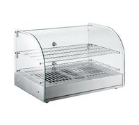 Vitrine Chauffante Professionnelle 45 L - Inox - 30 à 90°C - 800 W - 2 Portes Arrière - Pour Snacks et Pâtisseries