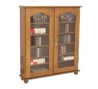 Vitrine Chêne 2 Portes Vitrées 5 Etagères 6 Niches L 92.4 H 105.8 P 21.5 cm - L 92.4 x l 21.5 x H 105.8 cm