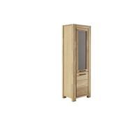 PEGANE Vitrine 1 Porte vitrée, Ouverture à Gauche, Finition chêne Naturel - Hauteur 199 x Longueur 65 x Profondeur 45 cm