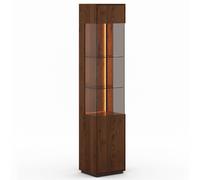 Vitrine Collodi En Verre 43x37x205Cm 1-Porte En Bois Massif Huile